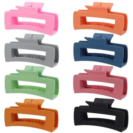 Hair Claw Clips 8 PCS 4.1 Inch Barrettes Rectangle Shape Clips Fashion Hair Clips