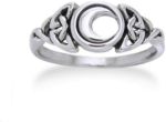 Sterling Silver Celtic Trinity Knot and Crescent Moon Ring(Sizes 3,4,5,6,7,8,9,10,11,12,13,14,15)