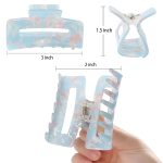 Hair Claw Clips 8 Pack Tortoise Barrettes Rectangle Shape Clips 3 Inch Fashion Hair Clips for Women - Image 2