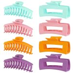 8 Pack Colorful Hair Clips for Women 4.3 Inch Large Hair Claw Clips for Women Thin Thick Curly Hair, Big Banana Clips,Strong Hold jaw clips