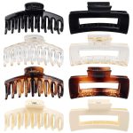 Claw Clip Hair Clip 8 Pack 4.3 Ihch Rectangular Hair Clips for Women Girls Large Hair Jaw Clips Hair Clamps